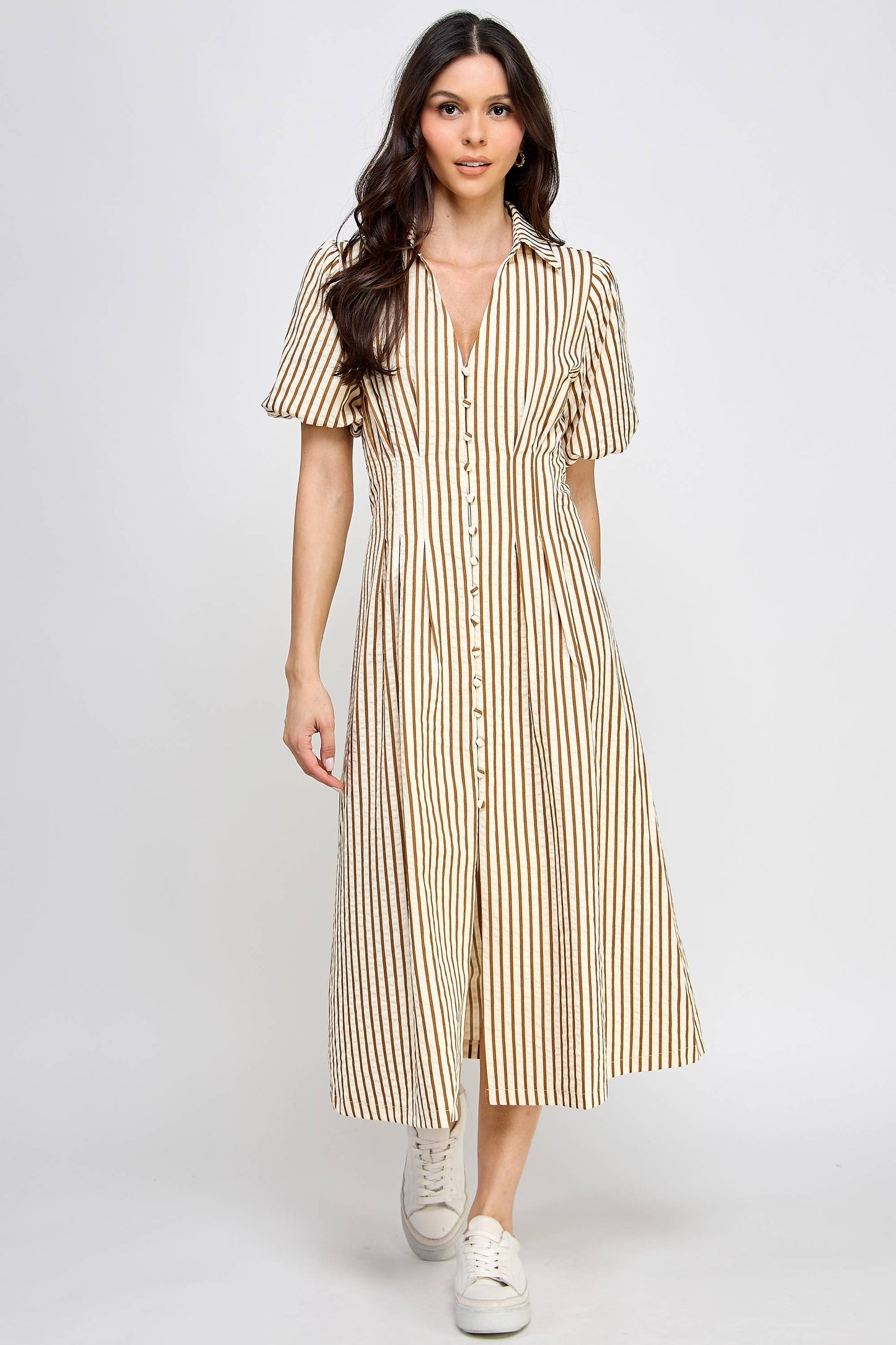 Savoy Striped Midi Dress
