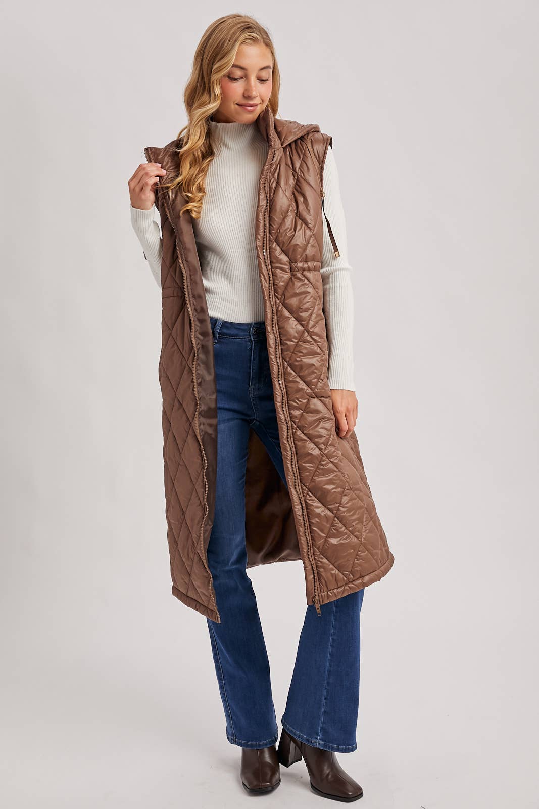 Diamond Quilted Long Vest