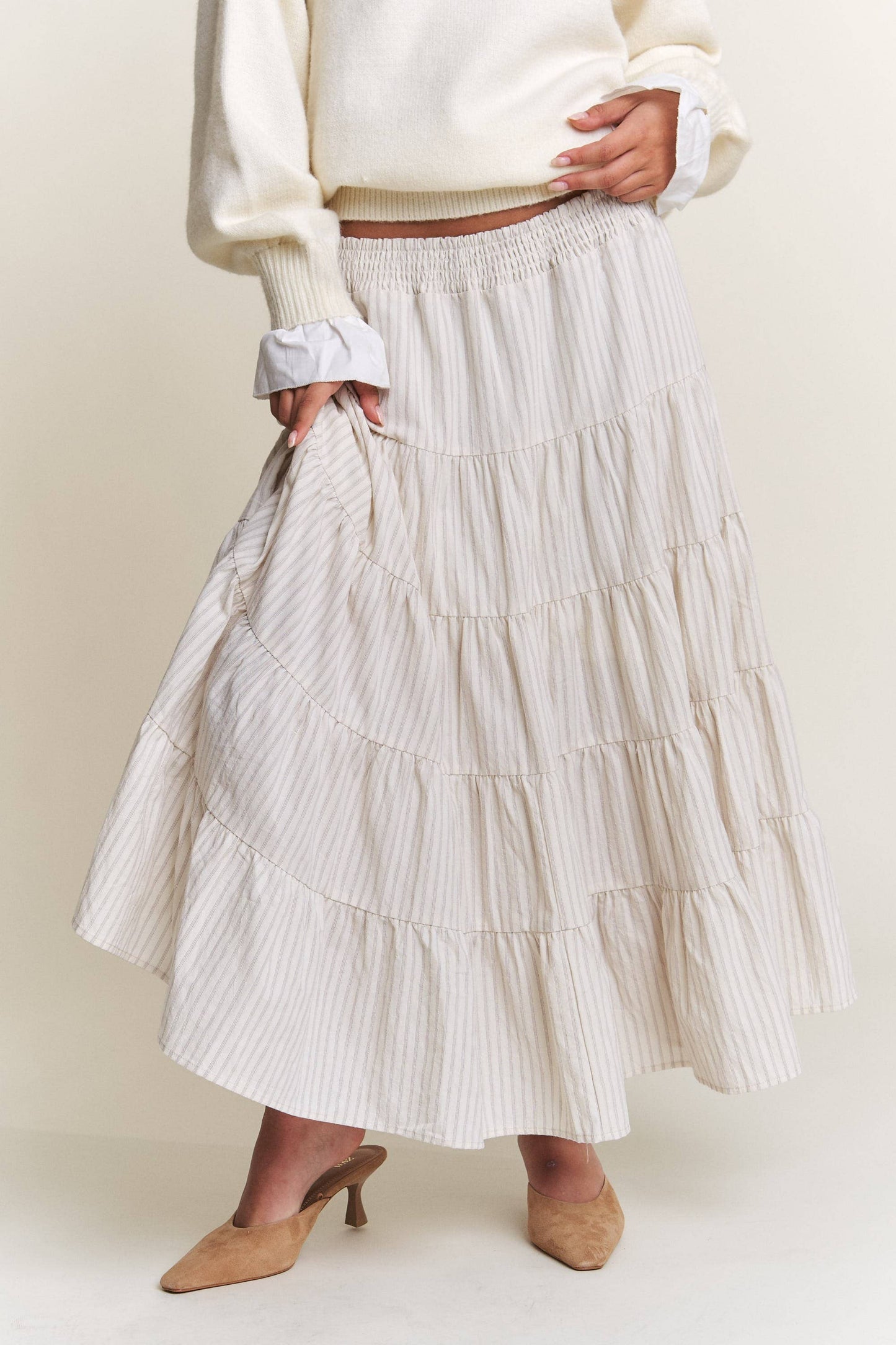 Whitney Striped Midi Skirt