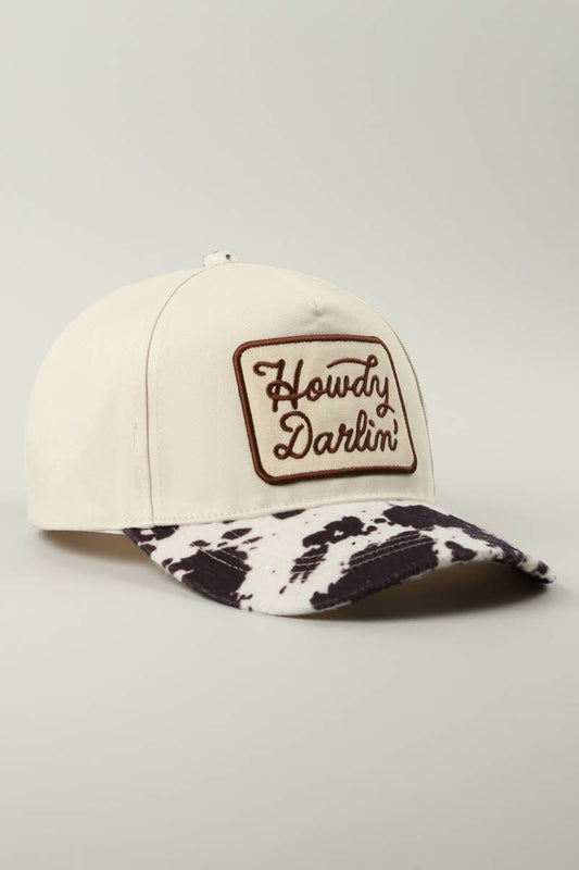 Howdy Darlin' Embroidered Patch Animal Print Trucker Hat