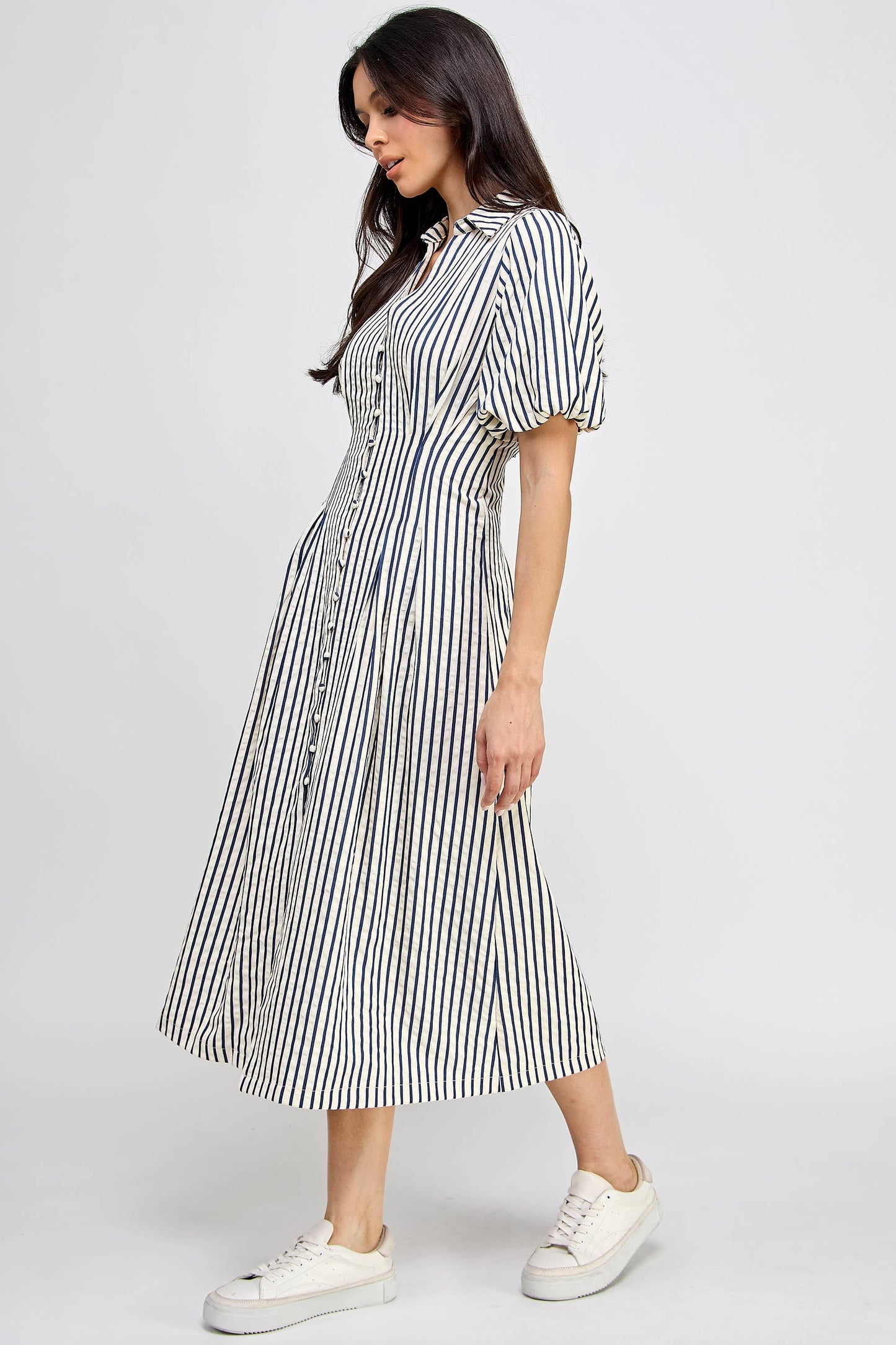 Savoy Striped Midi Dress