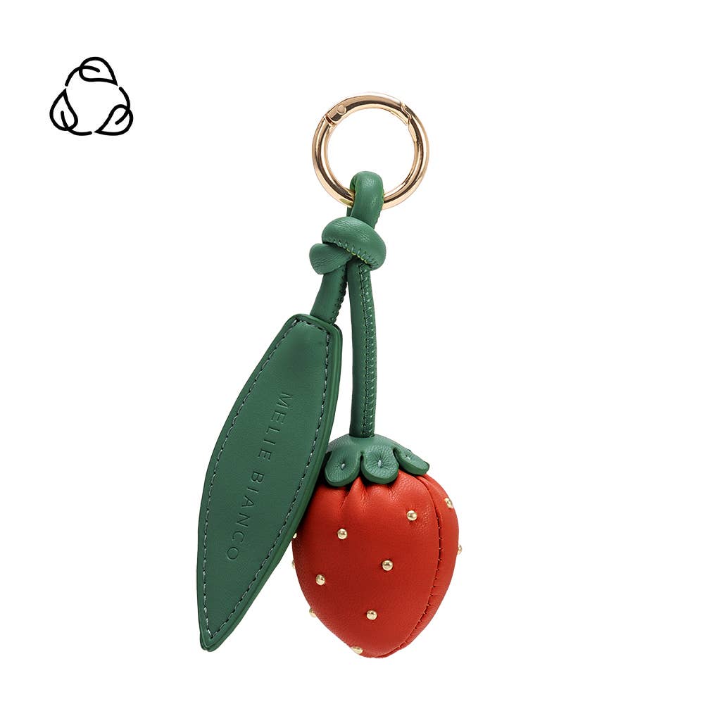 Strawberry Pink Recycled Vegan Bag Charm