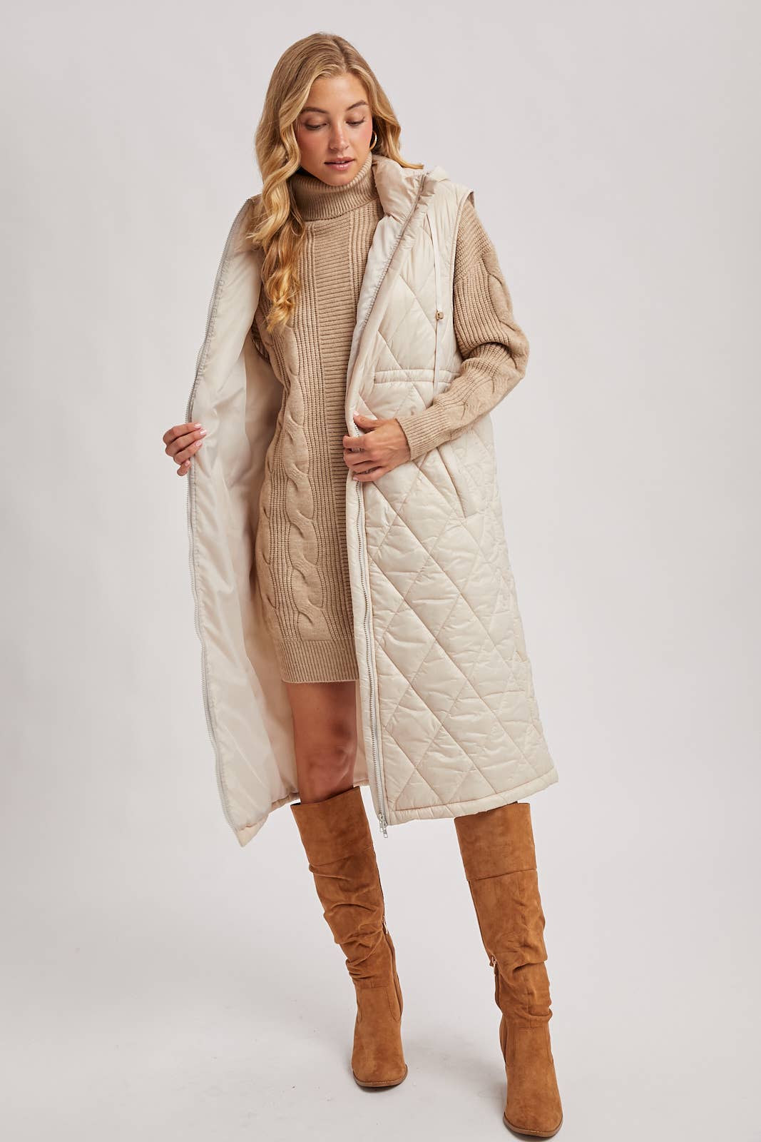 Diamond Quilted Long Vest