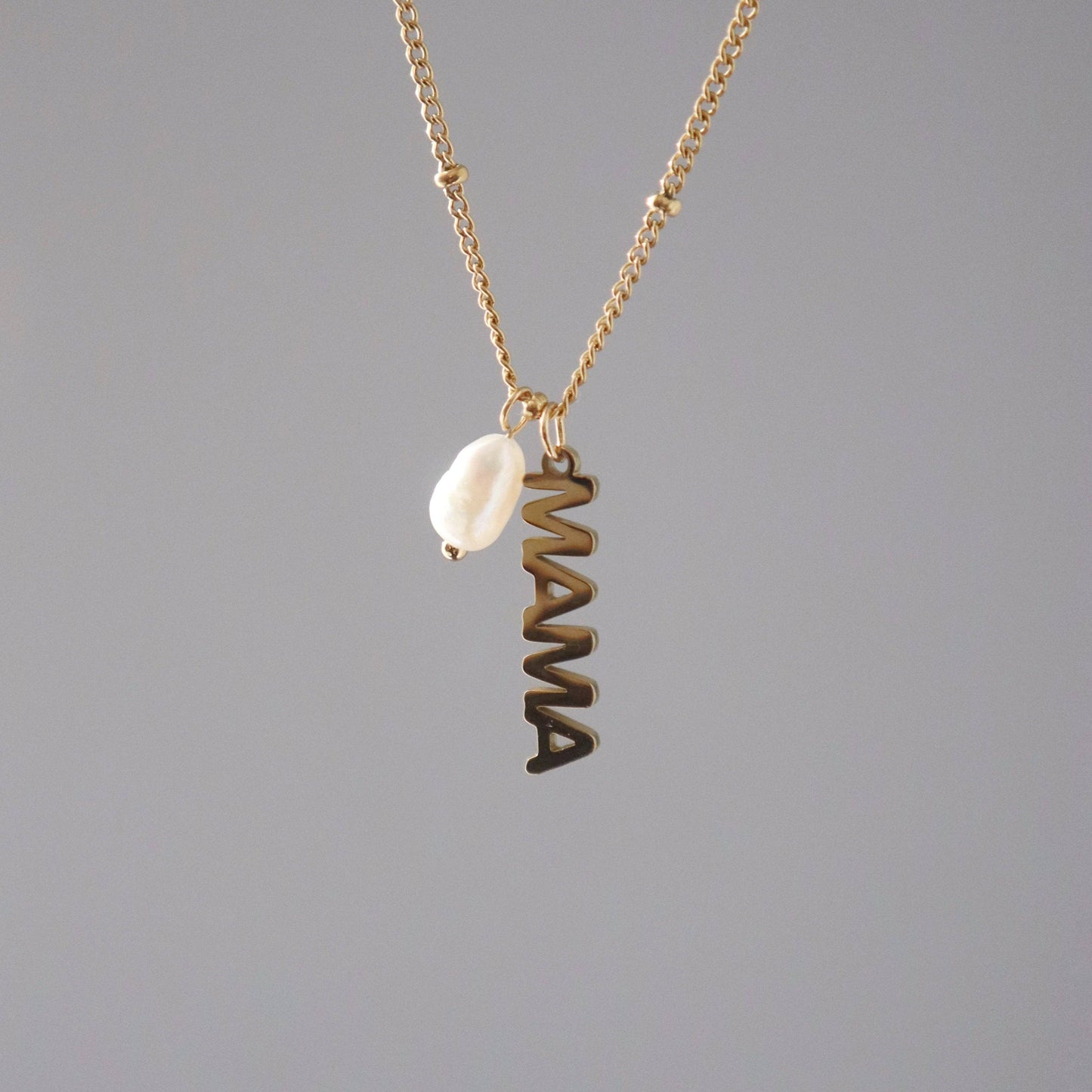 MAMA Pearl Charm Necklace - alternate product view at Vogue Villa
