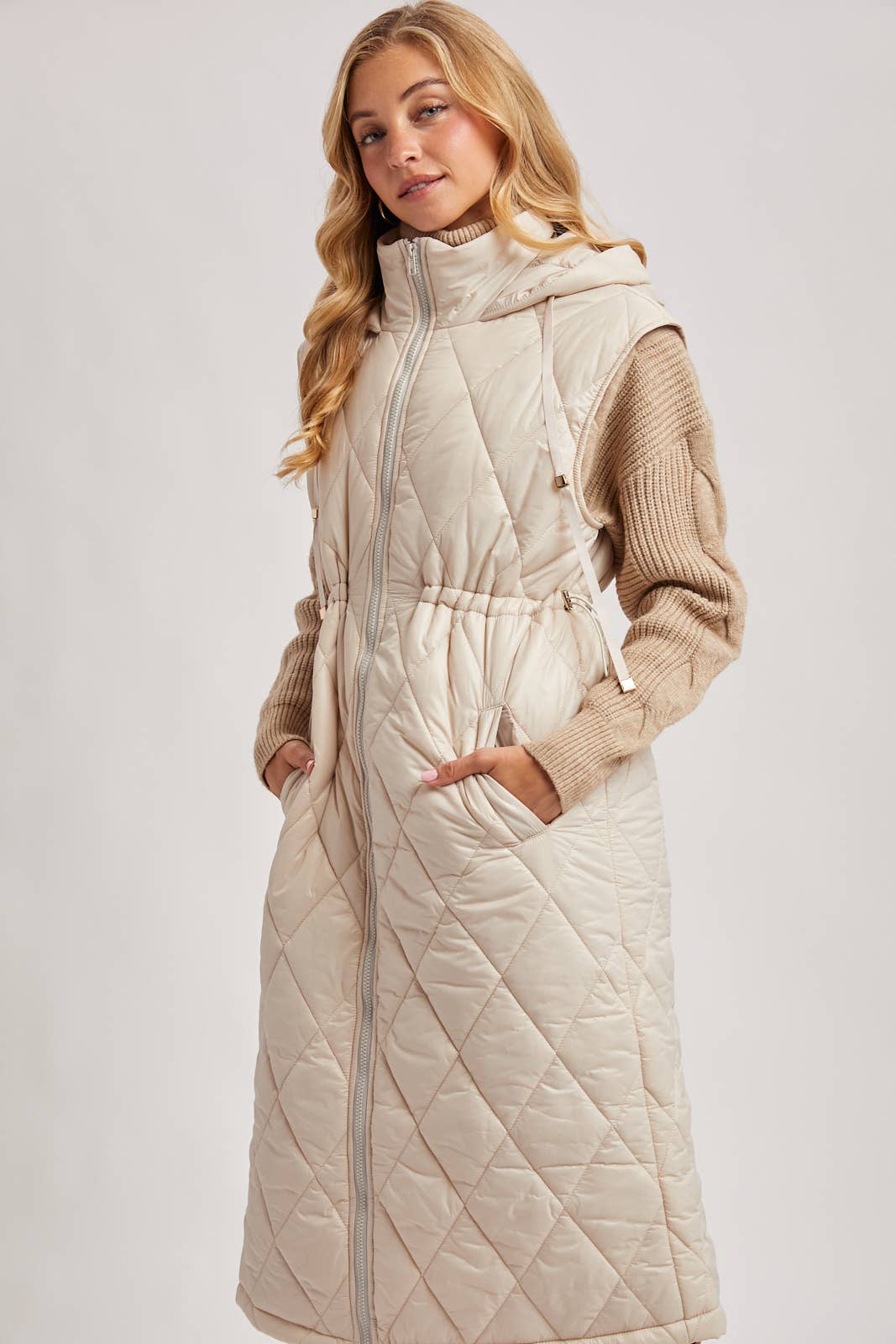 Diamond Quilted Long Vest