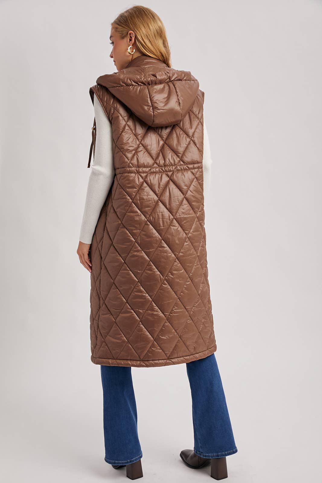 Diamond Quilted Long Vest