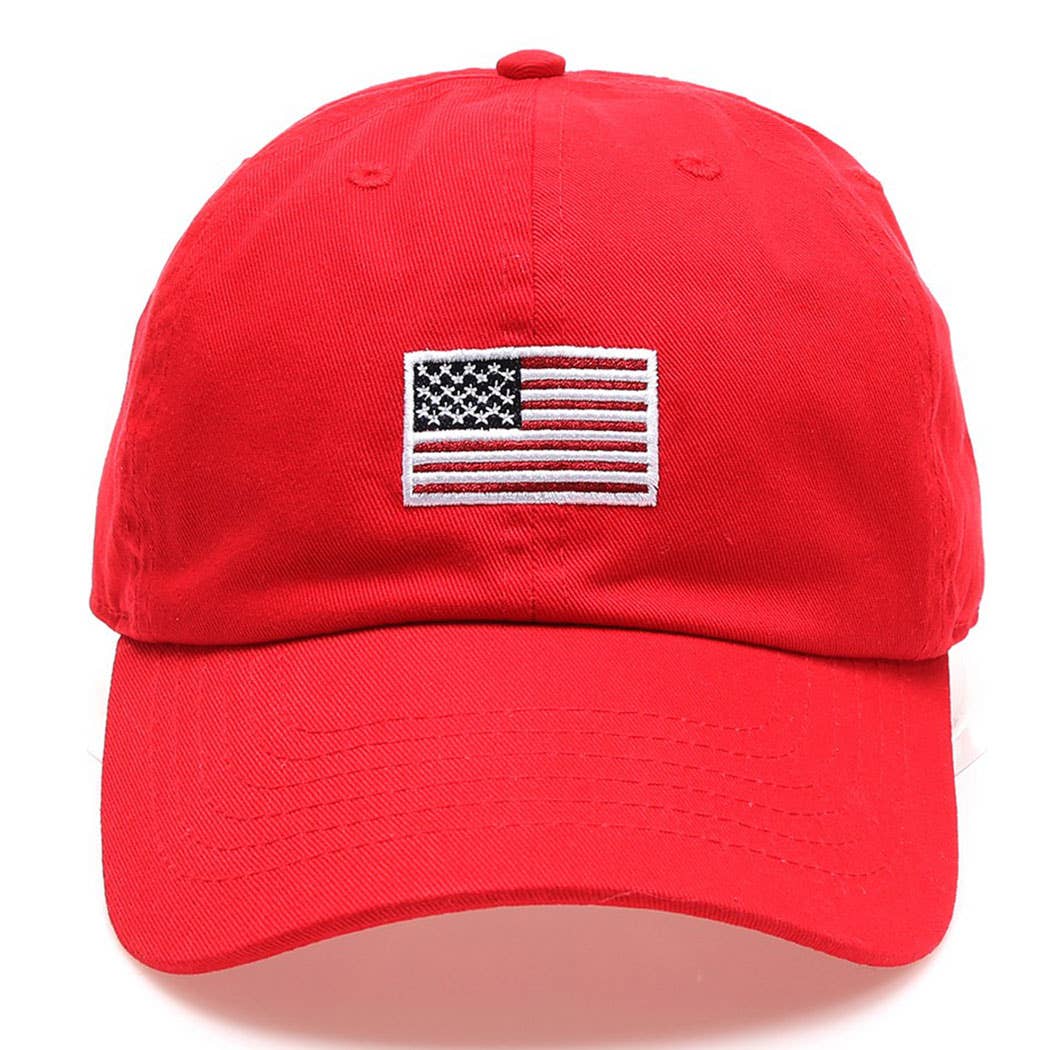 American Flag Patched Cotton Baseball Cap at Vogue Villa