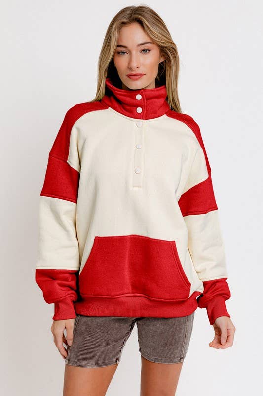 Crimson and Cream Pull Over