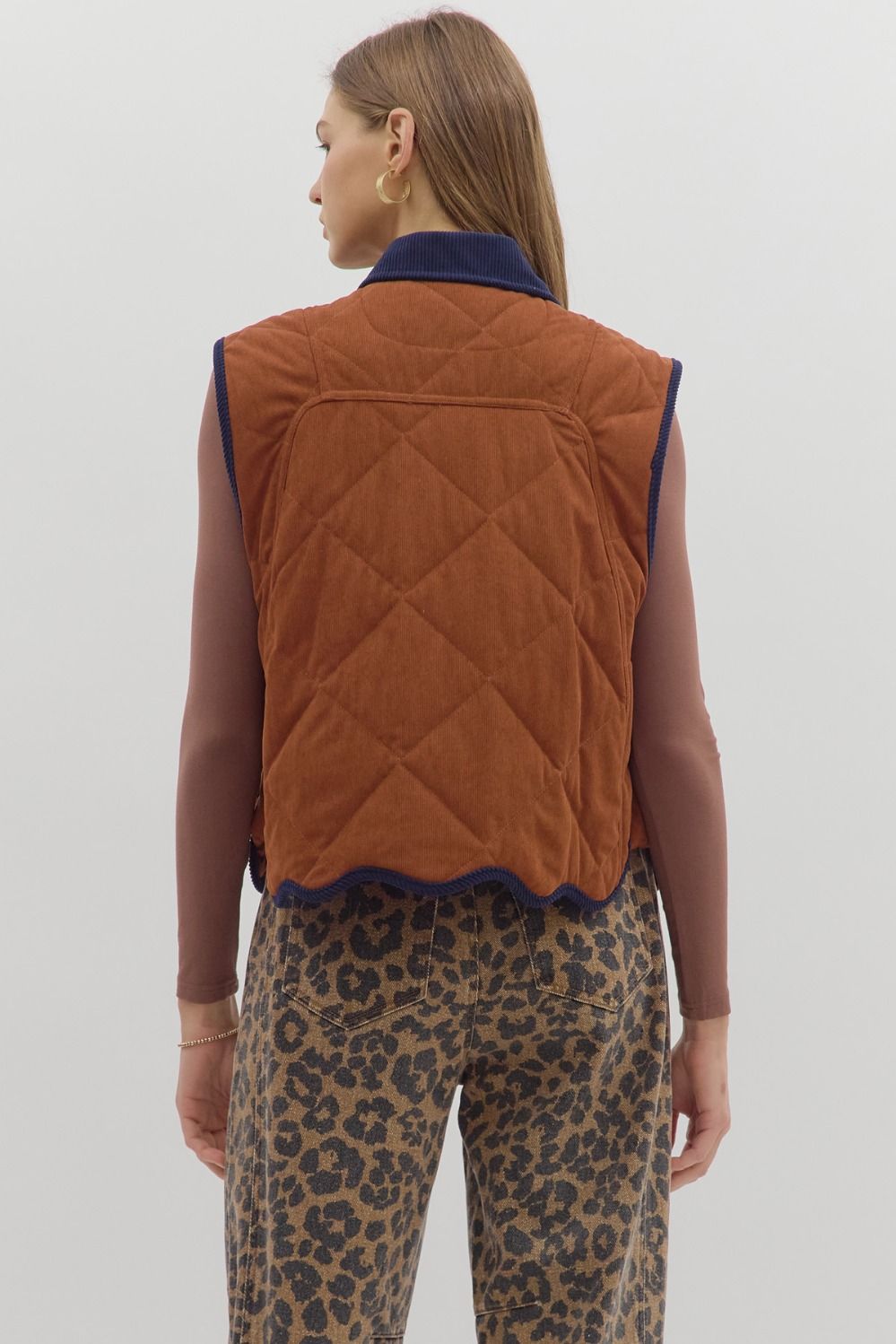The Quilted Corduroy Scallop Hem Vest