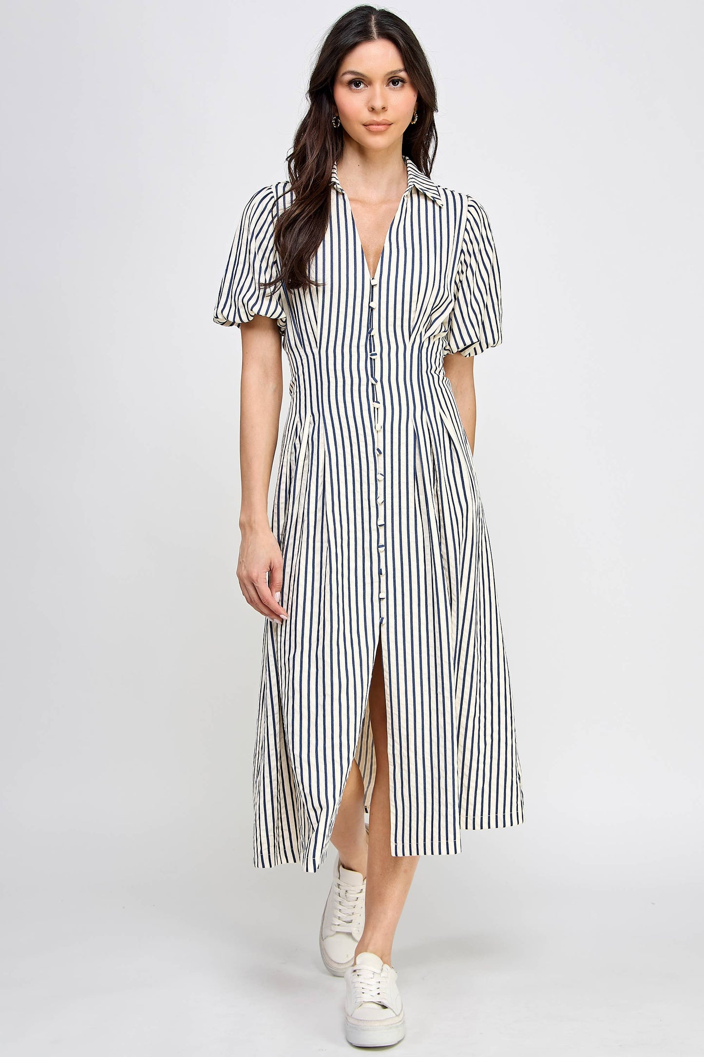 Savoy Striped Midi Dress