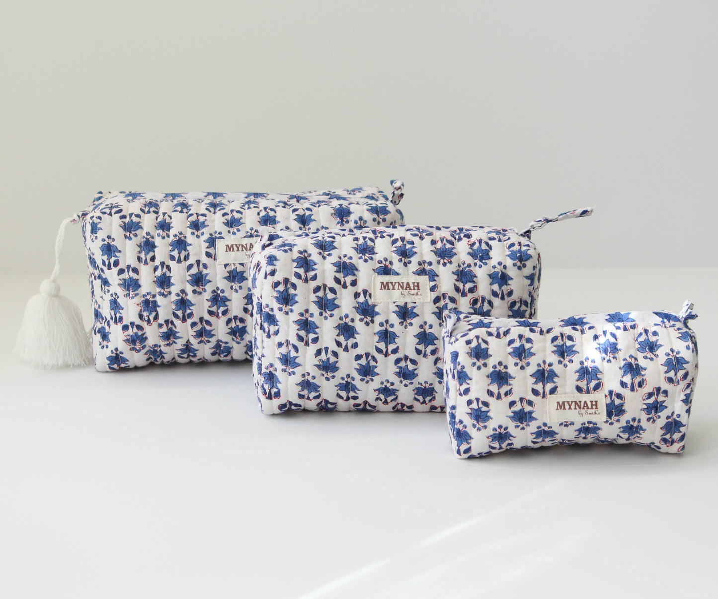 Blue Bonnet floral print travel/makeup/organizer/bag-Set of 3