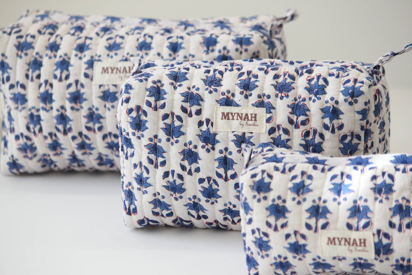 Blue Bonnet floral print travel/makeup/organizer/bag-Set of 3