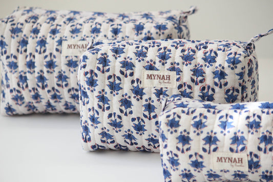 Blue Bonnet floral print travel/makeup/organizer/bag-Set of 3