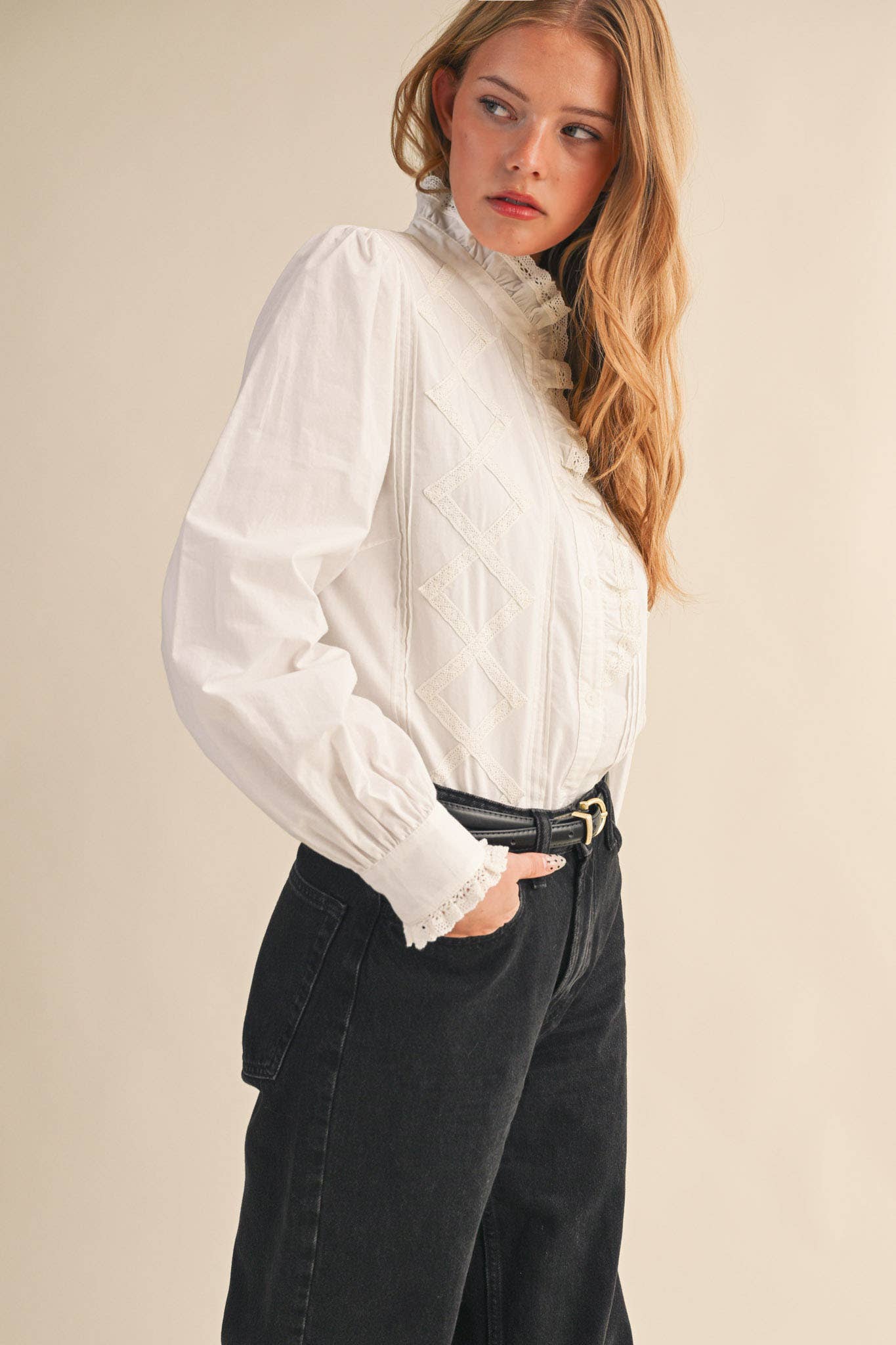 Ruffled Lace Trim Top