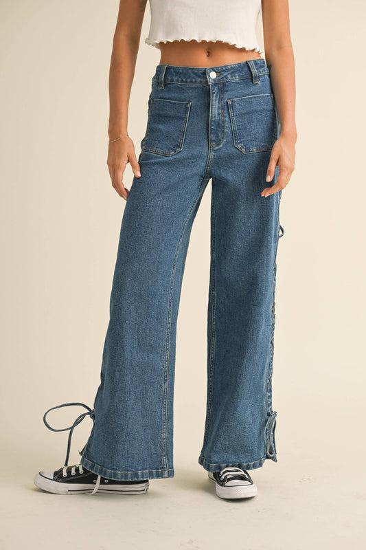 Laced Up Denim Pants