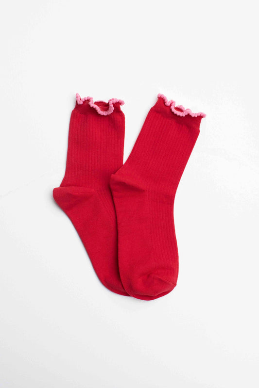 Ruffle Edge Cotton Blend Socks