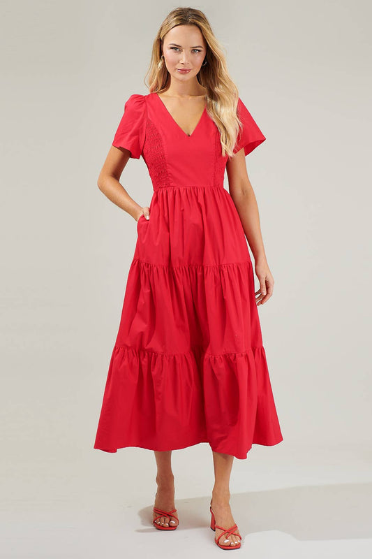 Alexis Poplin Tiered Midi Dress