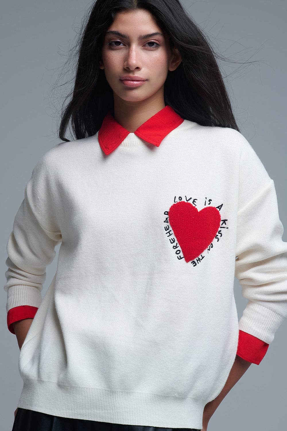 Embroidered Heart Sweater