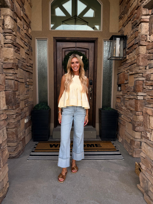 Soleil Pintuck Peplum Top