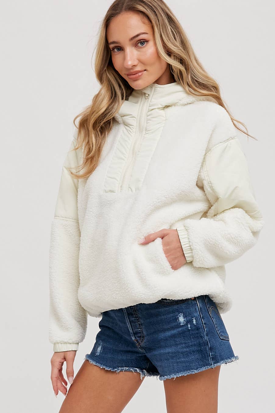 Faux Shearling Hoodie
