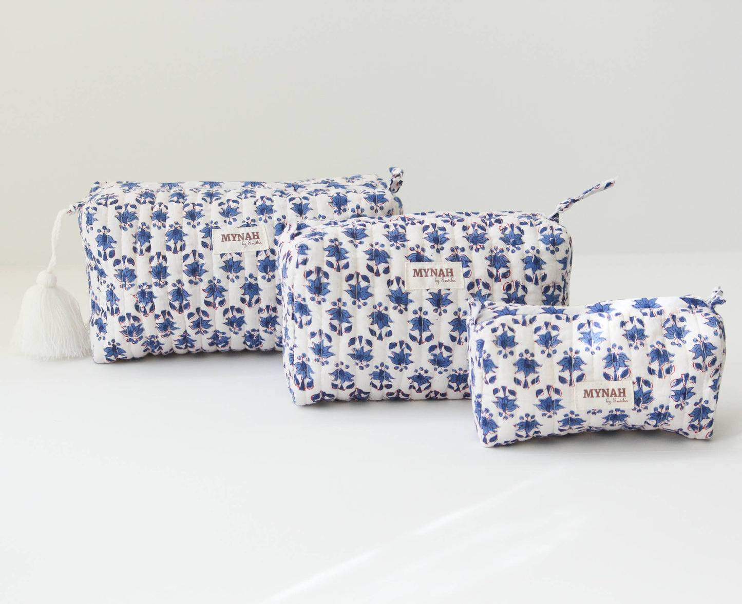 Blue Bonnet floral print travel/makeup/organizer/bag-Set of 3