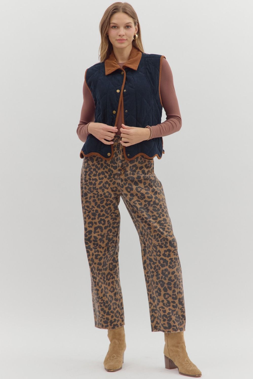 The Quilted Corduroy Scallop Hem Vest