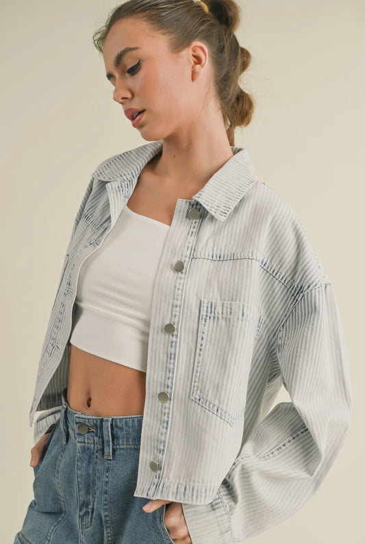 Washed Effect Stripe Jacket