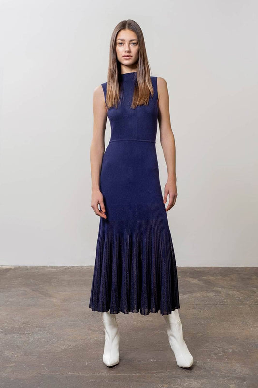 Shimmer Hem Sleeveless Sweater Knit Dress