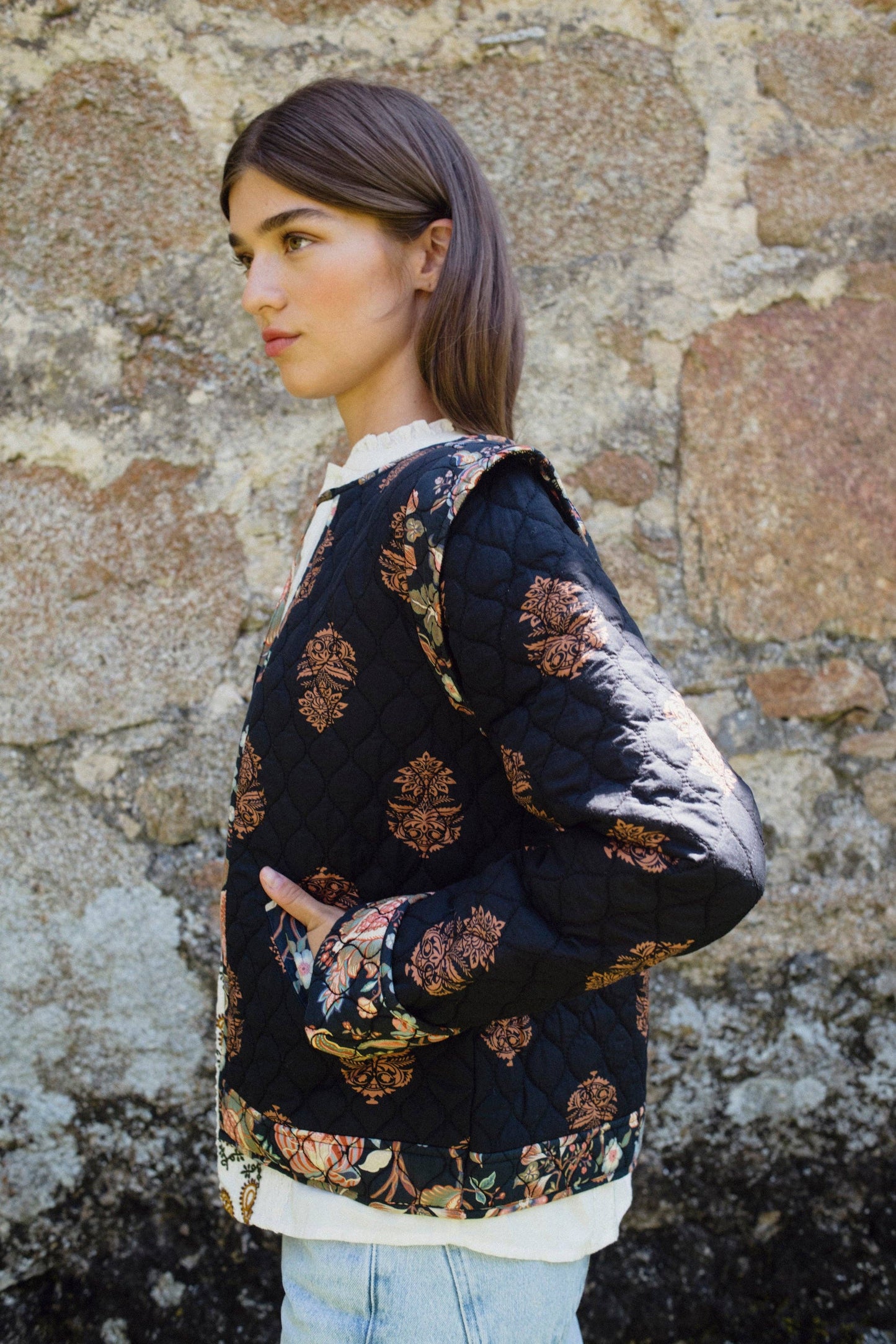 Quilted Block Print Jacket