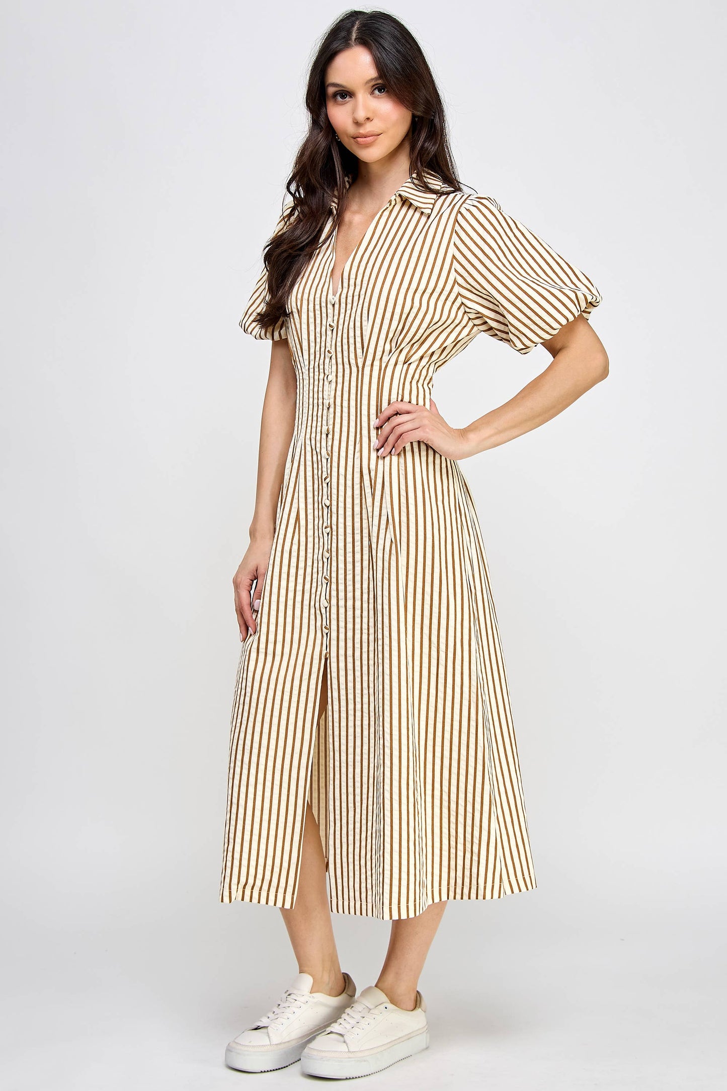 Savoy Striped Midi Dress