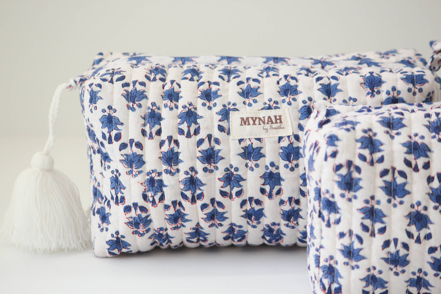 Blue Bonnet floral print travel/makeup/organizer/bag-Set of 3