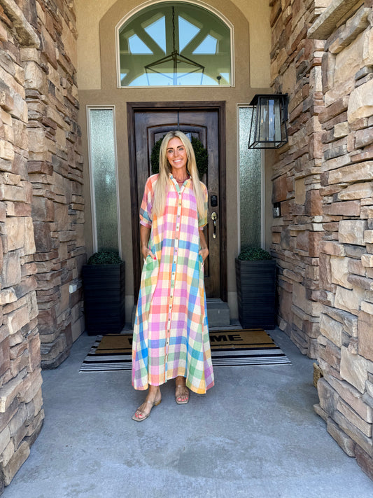 Rainbow Plaid Oasis Dress