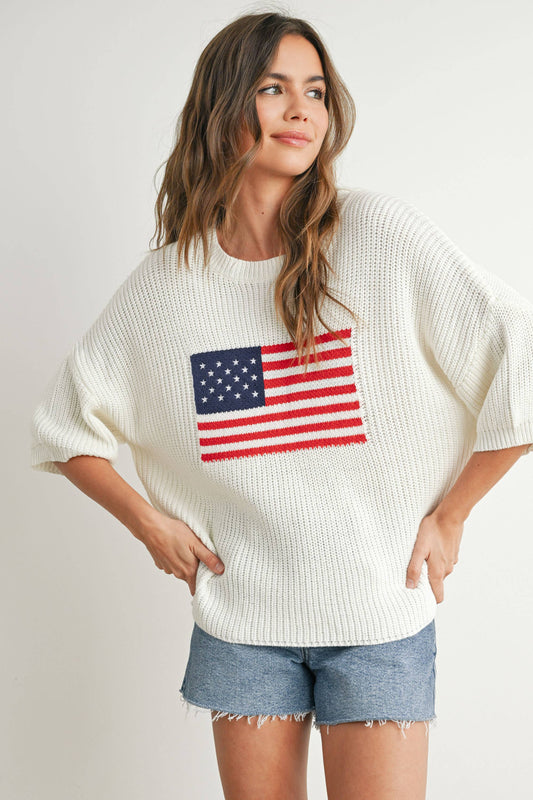 Flag Print Knit Sweater