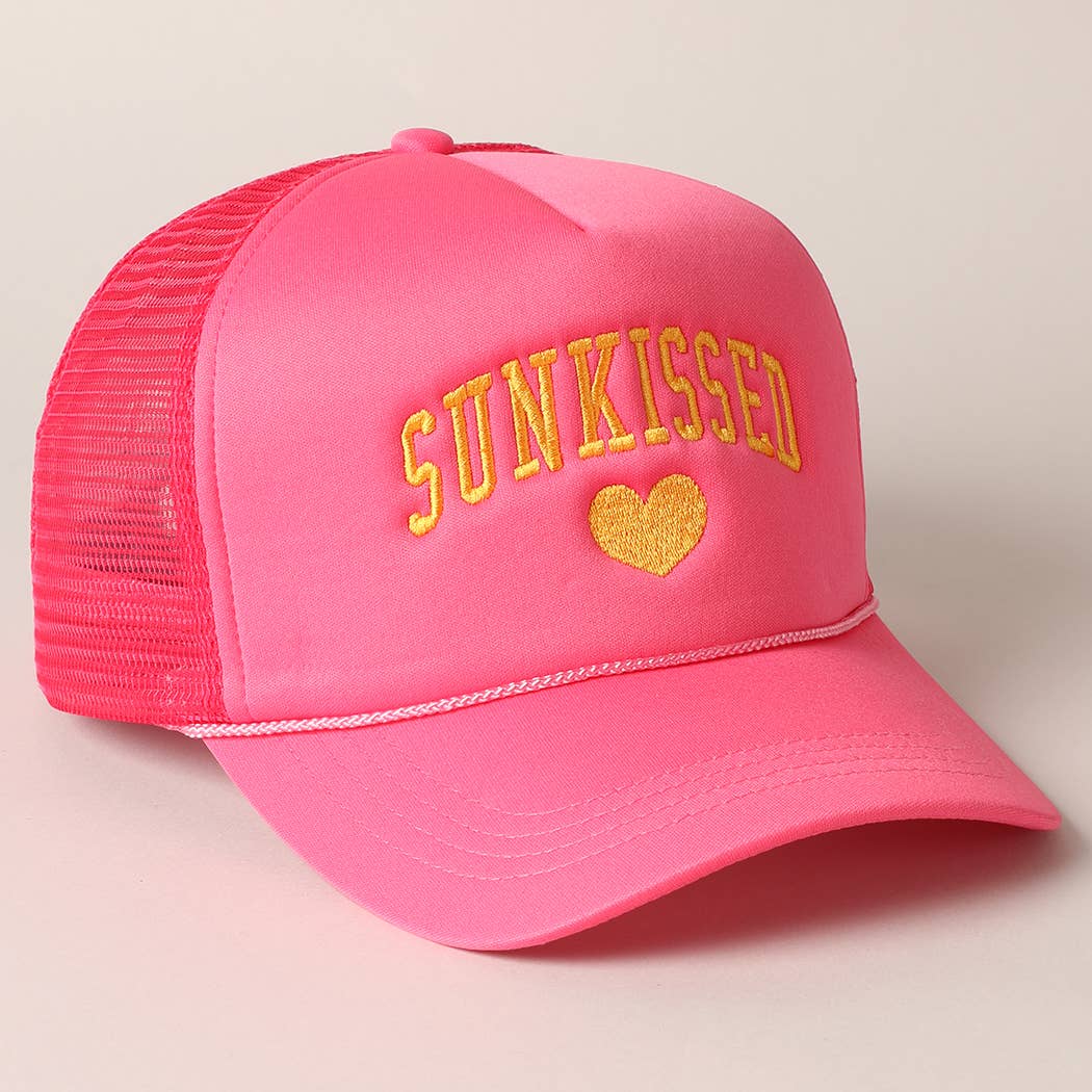 Sunkissed Embroidery Foam Mesh Back Trucker Hat - alternate product view at Vogue Villa