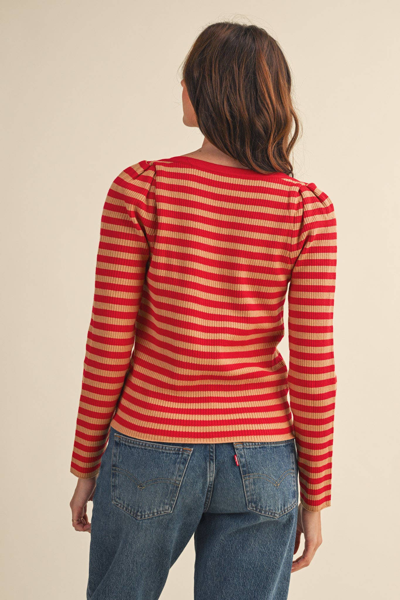 STRIPED BOAT NECK SWEATER