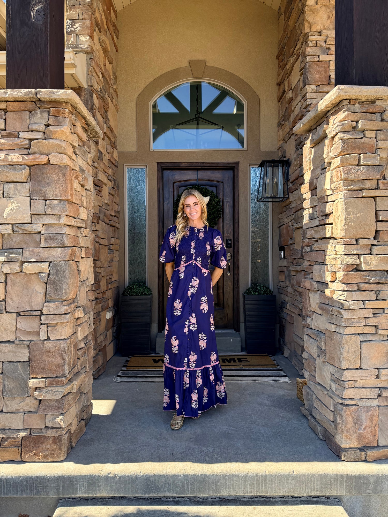 Magnolia dress blue at Vogue Villa