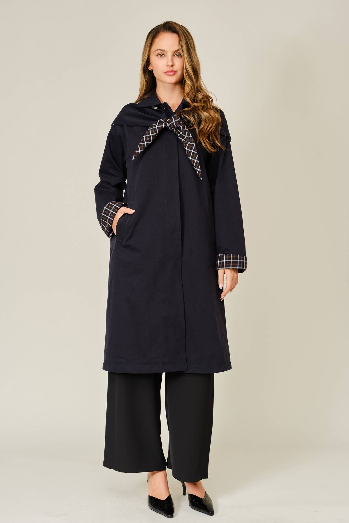 The Harlow Plaid Trench