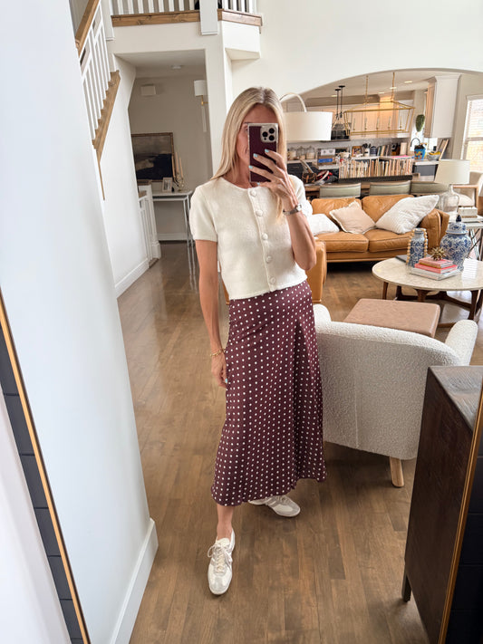 Polka Dot Satin Skirt