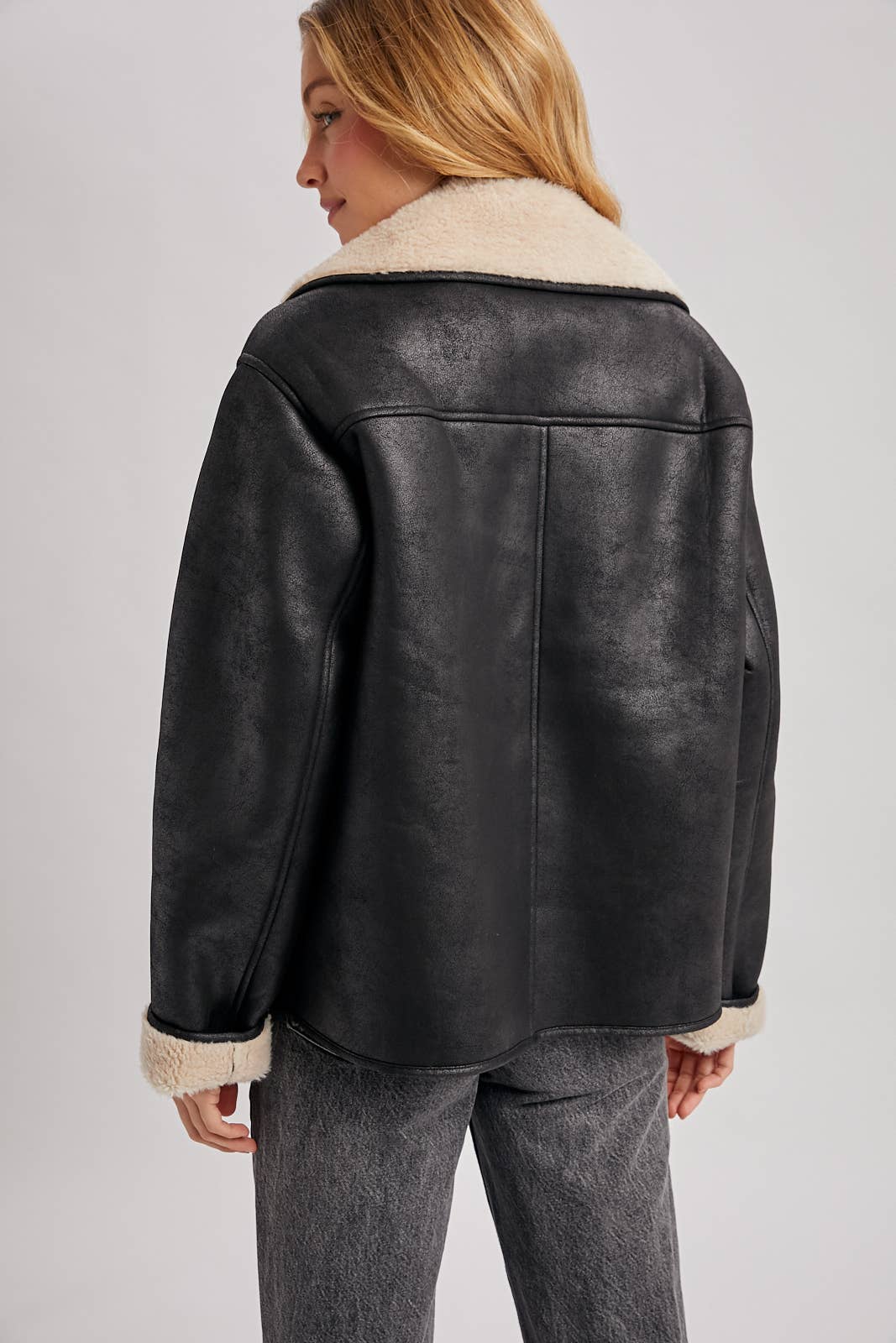 Shearling Faux Leather Coat