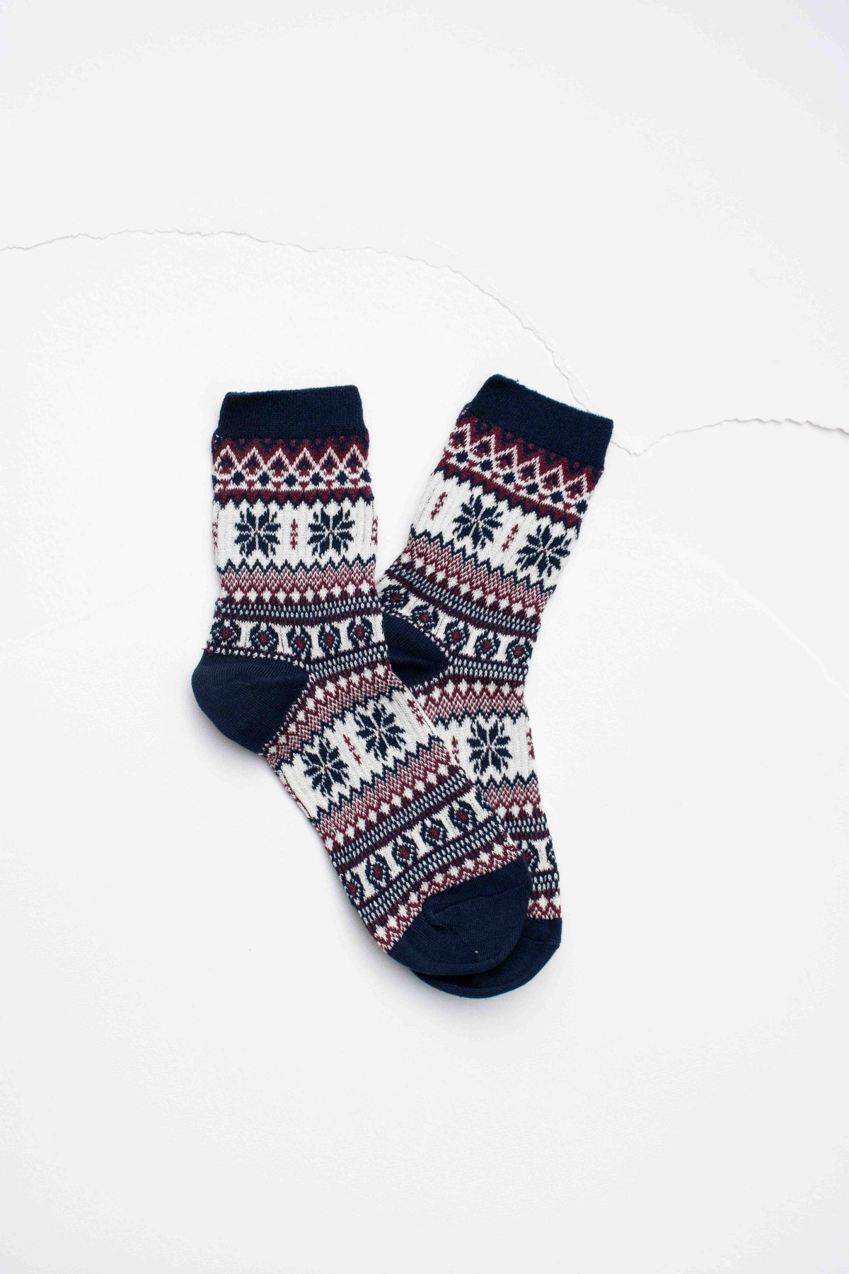 Nordic Fair Isle Cotton Crew Socks