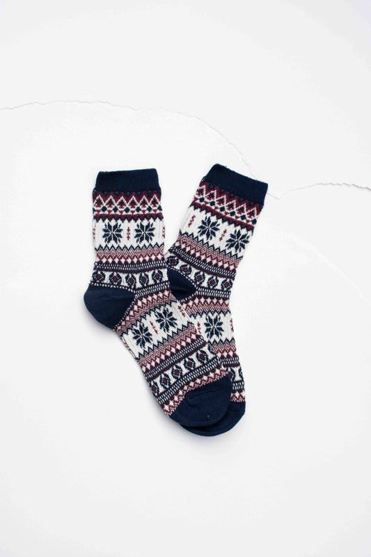 Nordic Fair Isle Cotton Crew Socks