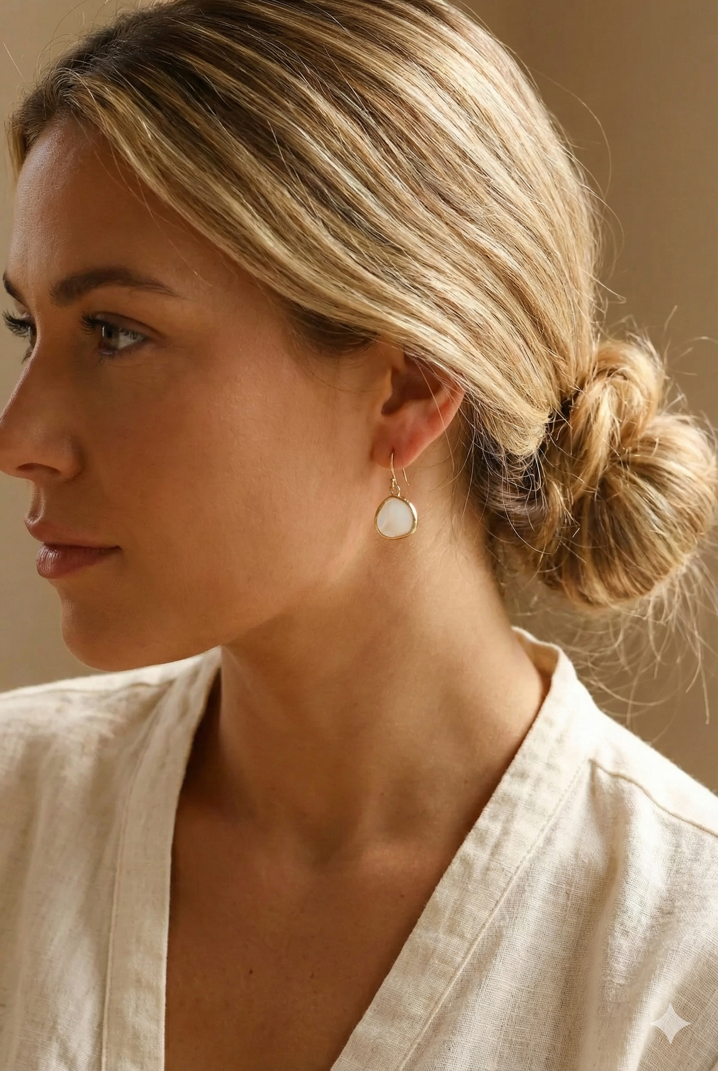 Medium White Smoke Bezel Earrings