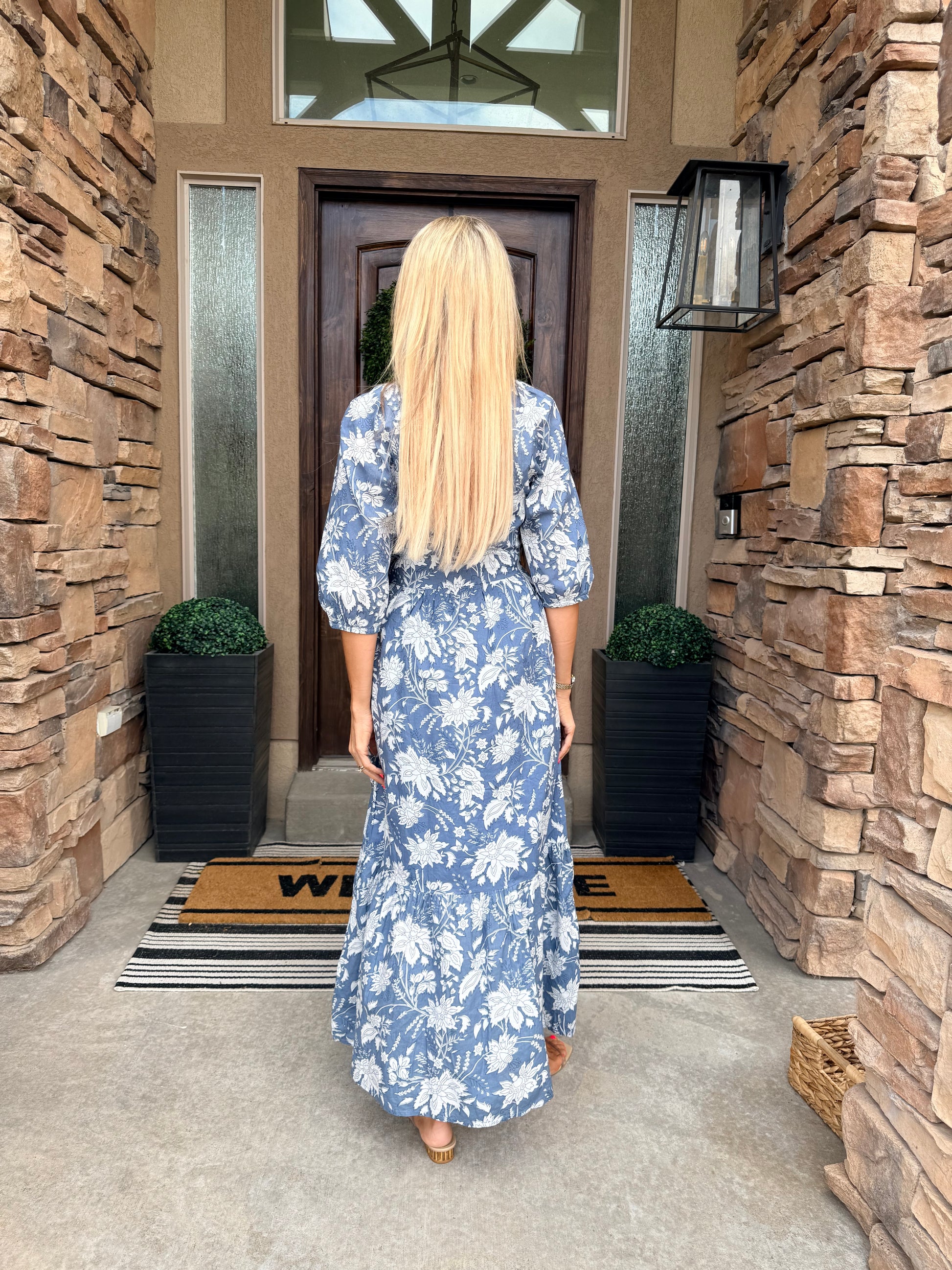 Bleu Jardin Maxi Dress - alternate product view at Vogue Villa
