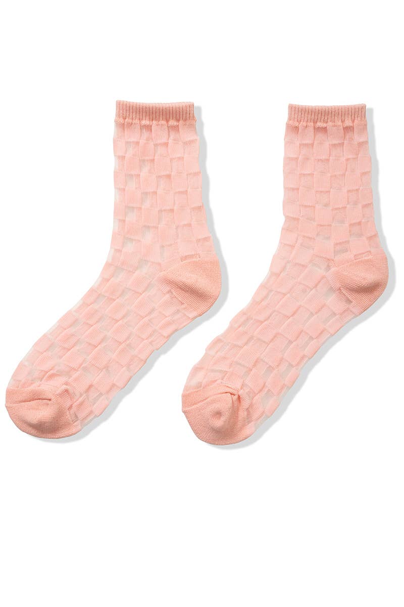 Checkered Sheer Mesh Socks