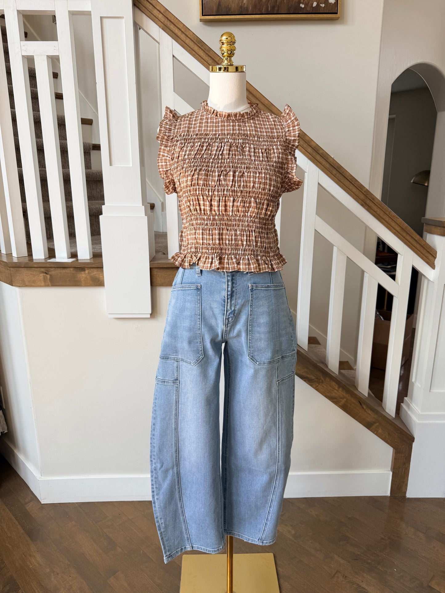 The Maribel Smocked Plaid Top