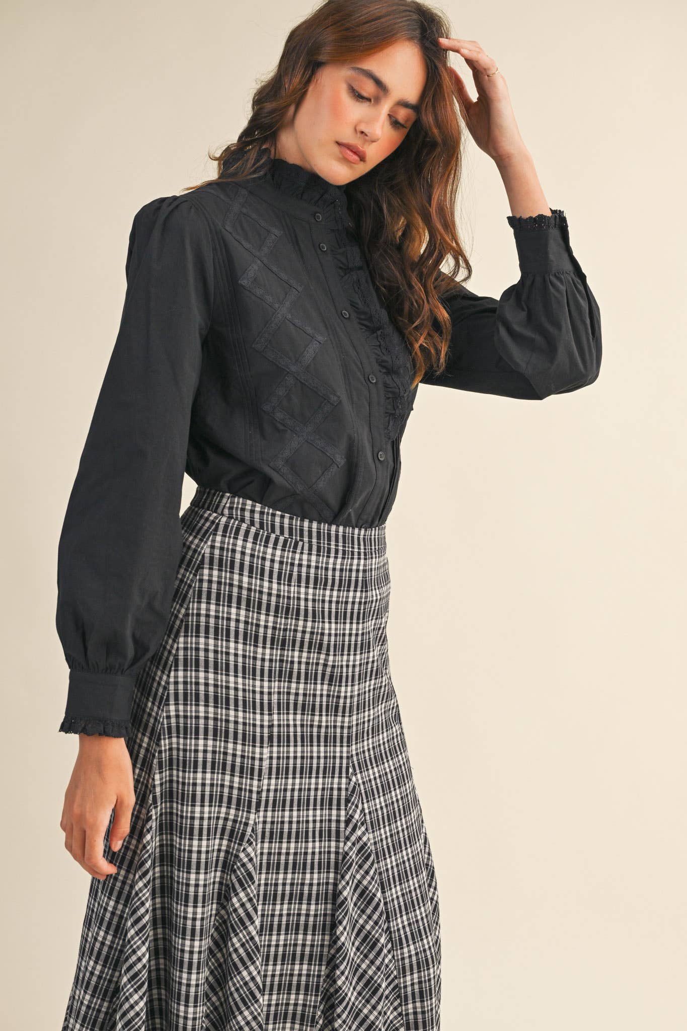 Ruffled Lace Trim Top