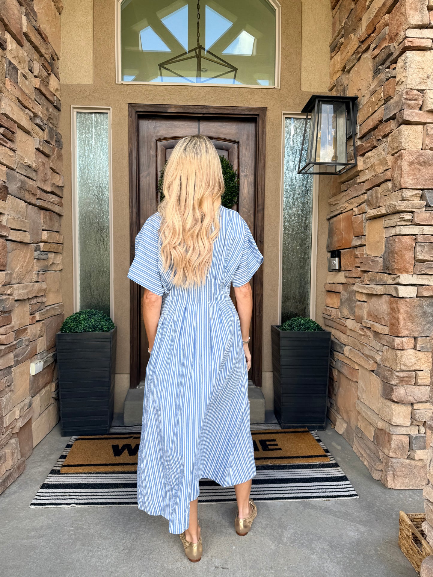 Santorini Striped Midi Dress