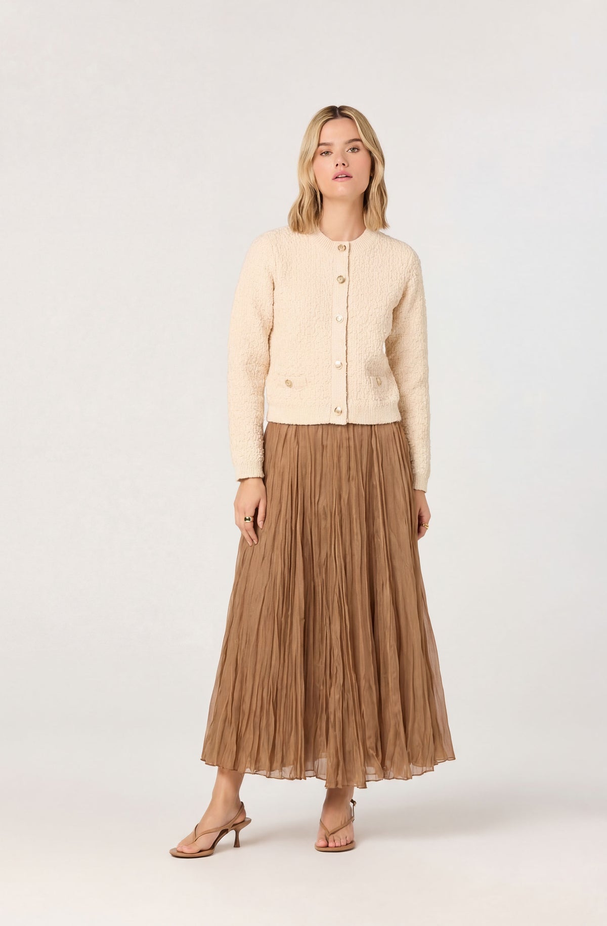 Fiori Flared Pleated Maxi Skirt