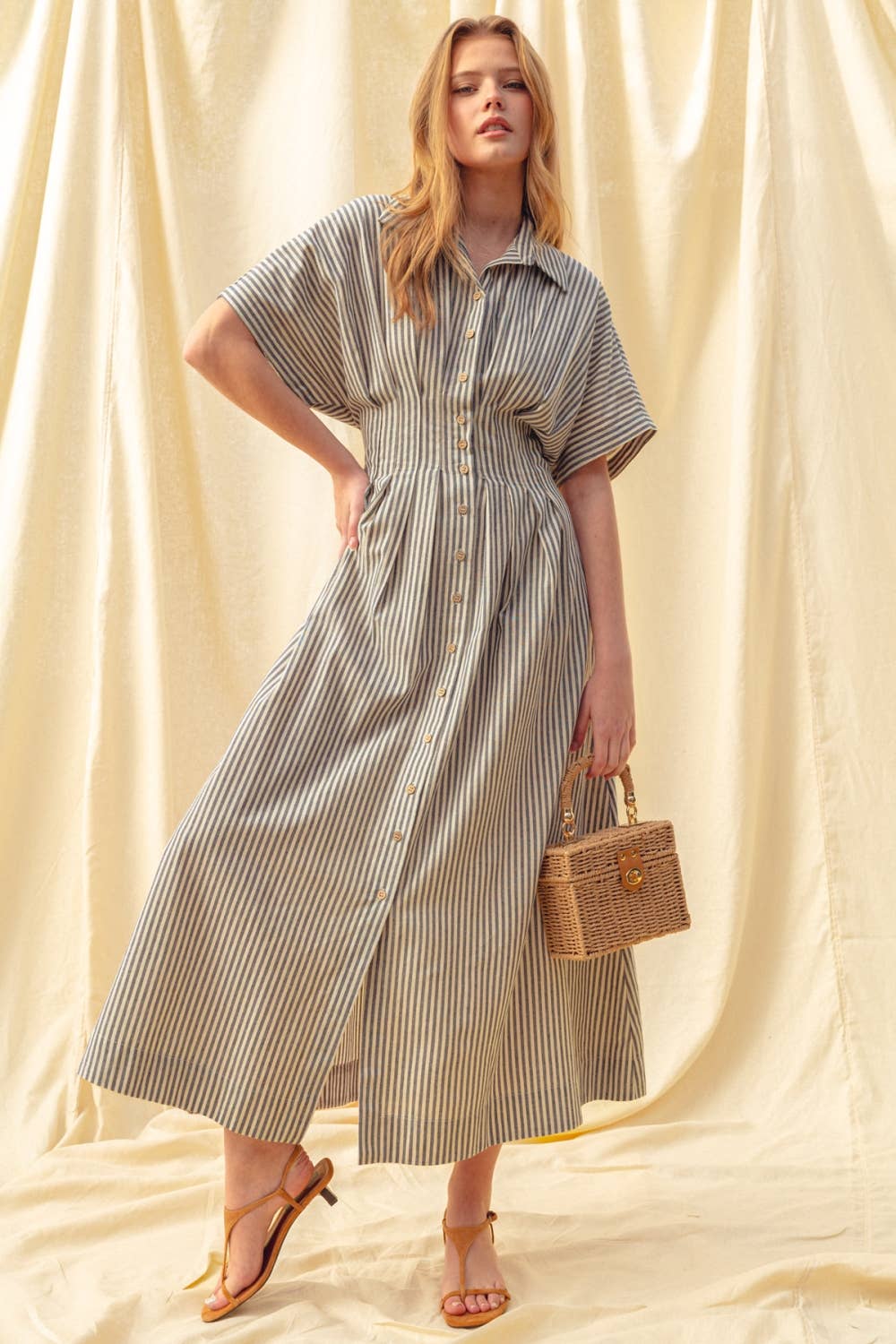 Harper Striped Shirt Dress - alternate product view at Vogue Villa