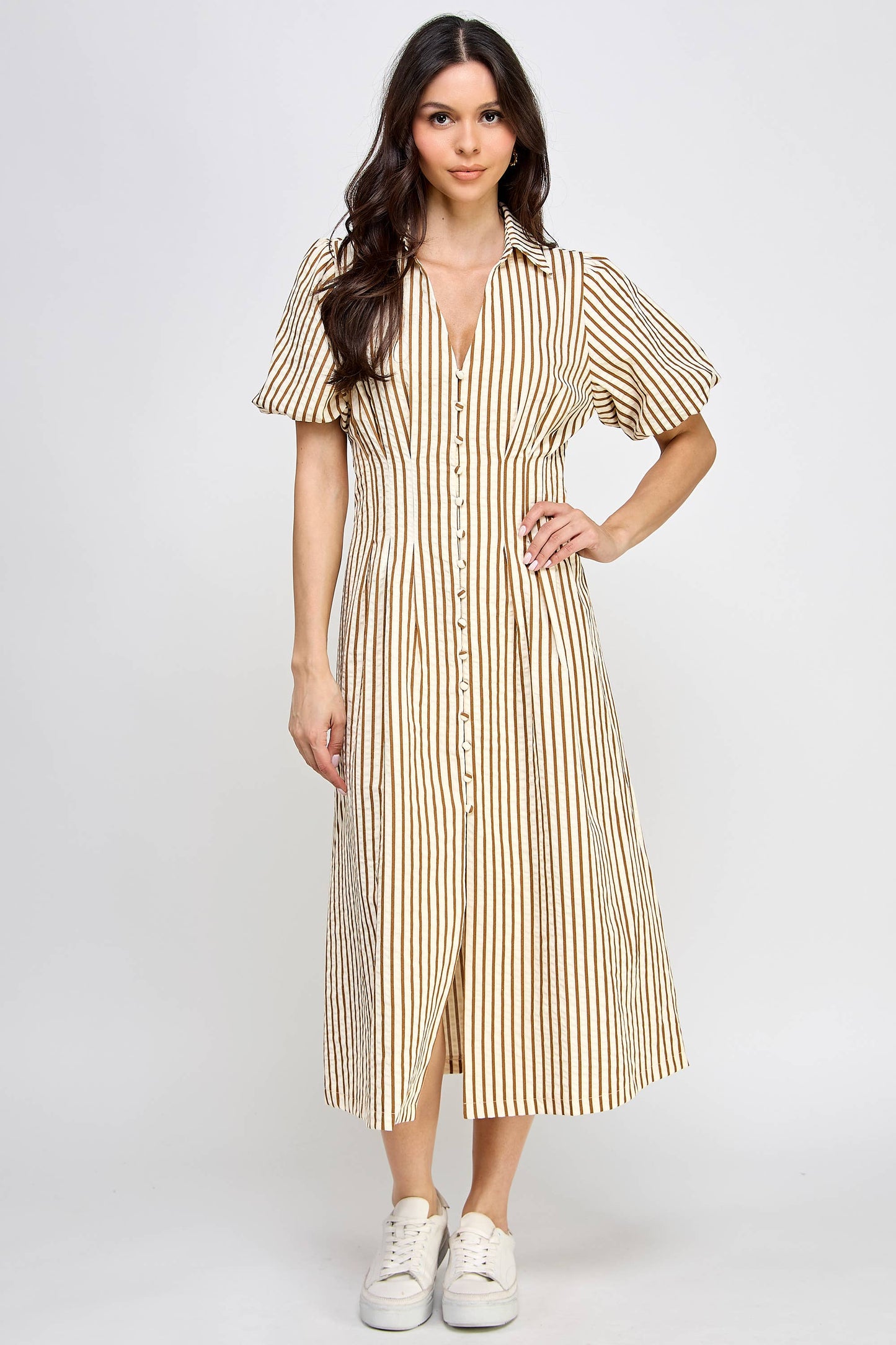 Savoy Striped Midi Dress